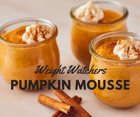 Weight Watchers Pumpkin Pie, Weight Watchers Food Points, Weight Watchers Pumpkin, Pumpkin Fluff, Pumpkin Puree Recipes, Weight Watchers Meal Plans, Pumpkin Mousse, Pumpkin Pie Smoothie, Pumpkin Pudding