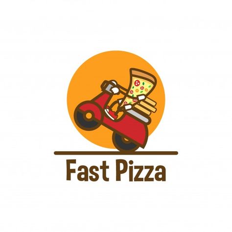 Pizza delivery logo Premium Vector | Premium Vector #Freepik #vector #logo #food #business #man Pizza Trailer, Fast Pizza, Delivery Logo, Pizza Food Truck, Pizza Logo, Pizza Sandwich, Food Business, Pizza Delivery, Ig Feed