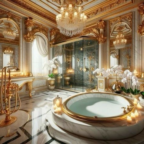 Palace Bathroom, Supernatural Academy, Dream Bathroom Master Baths, Baroque Interior Design, Royal Bathroom, Luxury Mansions Interior, Anime Scenes, Adams Homes, House Interior Design Styles