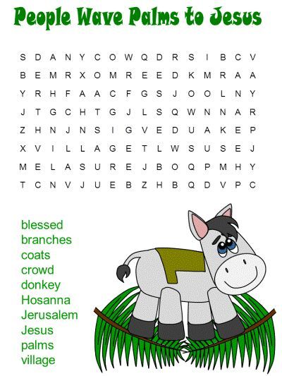 word search puzzle Palm Sunday Crafts For Kids, Palm Sunday Story, Palm Sunday Crafts, Bible Word Searches, Sunday School Projects, Easter Lessons, Easter Sunday School, Bible Activities For Kids, Resurrection Sunday