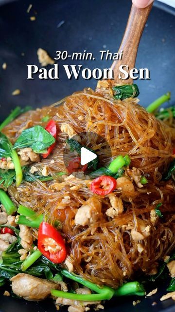 16K views · 1.3K likes | Christie Lai on Instagram: "Pad Woon Sen 📝 Recipe link in profile or visit www.christieathome.com & search for recipe with measurements 

Delicious, bouncy chewy clear noodles in a savory sauce with tender chicken, leafy greens and a red chili vinegar.  A scrumptious Thai noodle dish that is ready in just 30 minutes! Perfect for a busy weeknight meal. 

#recipe #recipeoftheday #recipes #recipeshare #easyrecipes #newrecipe #asianeats #asiancooking #asianfoodlover #asianfoodie #asianfood #Asianfoods #asianrecipes #asiancuisine #asiancooking #asianfoodrecipes #thaicooking #thaifoods #thaifood #thaifoodporn #thaicuisine #thaifoodlover #thairecipe #noodles #noodle #padwoonsen #glassnoodles #noodlelover #dinner #lunch" Pad Woon Sen Recipe Authentic, Boat Noodles Thai Recipe, Thai Rice Noodle Recipes, Pad Woon Sen Recipe, Thai Side Dishes, Pad Woon Sen, Bean Thread Noodles, Clear Noodles, Tofu Skin