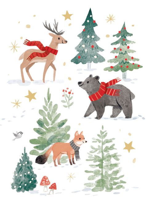 Kathryn Selbert, Christmas Greetings Cards, Library Designs, Illustration Noel, Christmas Painting, 강아지 그림, Advocate Art, Animated Christmas, Christmas Placemats