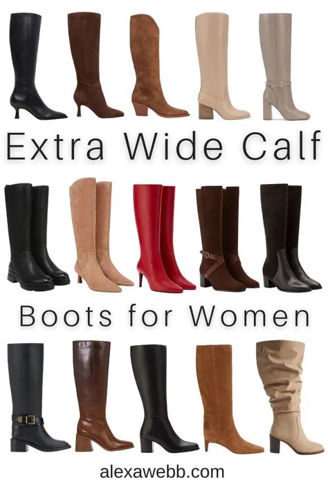 Wide Calf Boots for Fall 2024 - Alexa Webb Boots Wide Calves, Dark Brown Suede Boots, Duo Boots, Brown Fringe Boots, Wide Calf Tall Boots, Extra Wide Calf Boots, Plus Size Boots, Timeless Boots, Alexa Webb