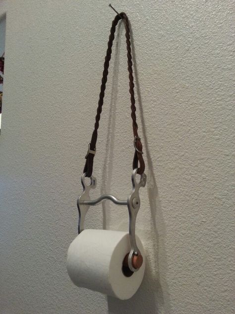 Repurposed Bit - western toilet paper holder Equestrian Bedroom, Western Toilet, Toilet Paper Holder Wall, Toilet Paper Roll Holder, Shop Buildings, Decor Storage, Paper Holders, Western Homes, Horse Decor