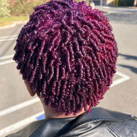 <3 #purple #puplehair #fingercoils #4c #coily #curly #shorthair #socute Finger Coils, May 7, Purple Hair, Coils, So Beautiful, Natural Hair, Hair Stylist, My Girl, Natural Hair Styles