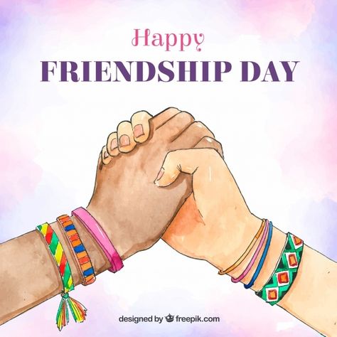 Friendship day background with hands | Free Vector #Freepik #freevector #background #watercolor #hands #holiday मित्रता दिवस, Friend Ship Day, Friendship Day Background, National Friendship Day, Friendship Day Images, Friendship Day Wishes, Friend Ship, Hd Quotes, Day Background