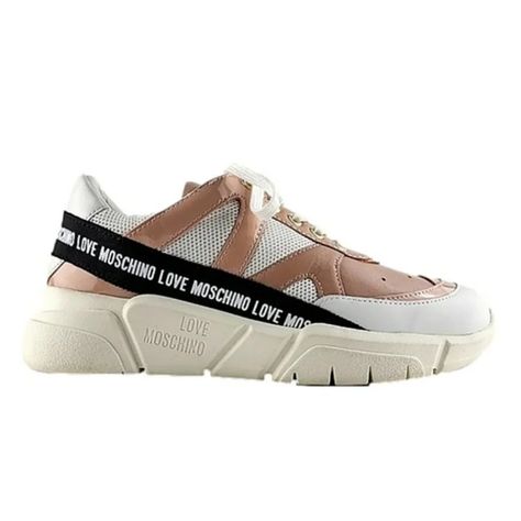 New With Tags, Love Moschino White Leather And Mesh Trainer Sneakers With Signature Logo-Tape On Around The Heel And Salmon Detailing, Size 39 / 8. Features: - Chunky, Flat Rubber Sole - Front Lace-Up Fastening - Panelled Design - Outer: Fabric 100%, Calf Leather 100% - Lining: Fabric 100% - Sole: Rubber 100% No Stains, Tears Or Holes - New. From A Non-Smoking Home. Please Don't Hesitate To Message Me If You Have Any Questions. Bundle & Save When You Buy More Than One Item In My Closet! Love Moschino Shoes, Love Moschino Sneakers, Black Heels With Bow, Best Casual Shoes, Black Pointed Heels, White Keds, Moschino Shoes, Running Sneakers Women, Led Shoes