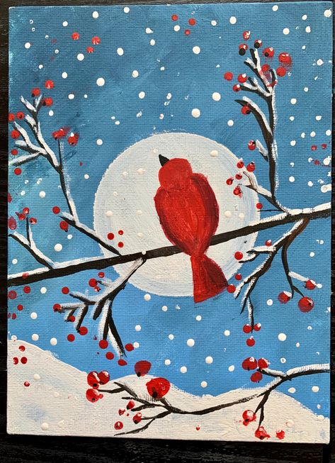 Nice Canvas Paintings, January Painting Ideas For Kids, Art Projects For Grades 3-5, Winter Canvas Painting Ideas Kids, Winter Scene Art For Kids, Simple Winter Paintings, January Painting Ideas, Winter Painting Kids, Winter Kids Art