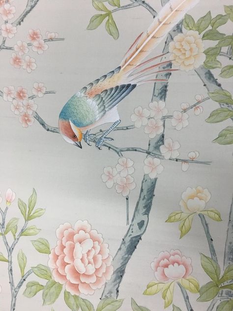 Chinoiserie Wallpaper Panels, Chinoiserie Mural, Handmade Wallpaper, Chinese Wallpaper, Chinoiserie Vase, Chinoiserie Decorating, Hand Painted Wallpaper, Silk Wallpaper, Chinoiserie Wallpaper