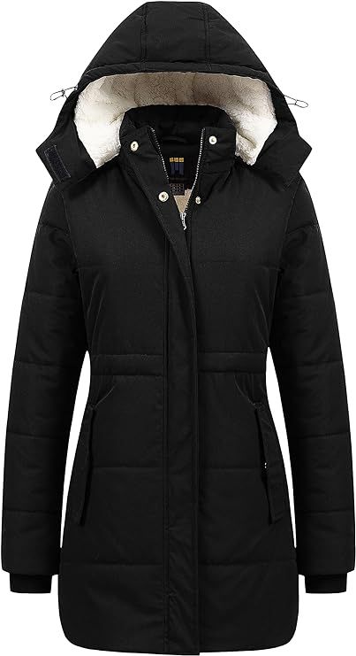 CREATMO Womens Thicken Sherpa Trendy Winter Coat Puffy Warmest Snow Jacket Outerwear Removable Hood. FOLLOW ME FOR MOORE CHOICES LIKE THOS! LIKE & SAVE #ad #womenscoats #snow coats, womens winter coat, winter jacket, sherpa hood, removable hood, trendy winter outerwear, puffy coat, stylish, cute, ribbed bottom sleeves, relaxed fit, size 3X, lightweight, down insulation, adjustable waist, string adjust waist, waterproof, water resistant, high-density water resistance, deep pockets, parker Trendy Winter Coats, Cold Weather Dresses, Long Winter Jacket, Down Winter Coats, Heated Jacket, Winter Outfits Cold, Puffy Coat, Trendy Winter, Puffer Jacket Women