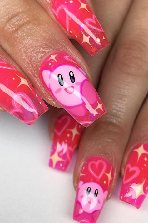 Jelly Polish, Anime Nails, Edgy Nails, Hello Kitty Nails, Jelly Nails, Kawaii Nails, Pink Lady, V Day, Nail Charms