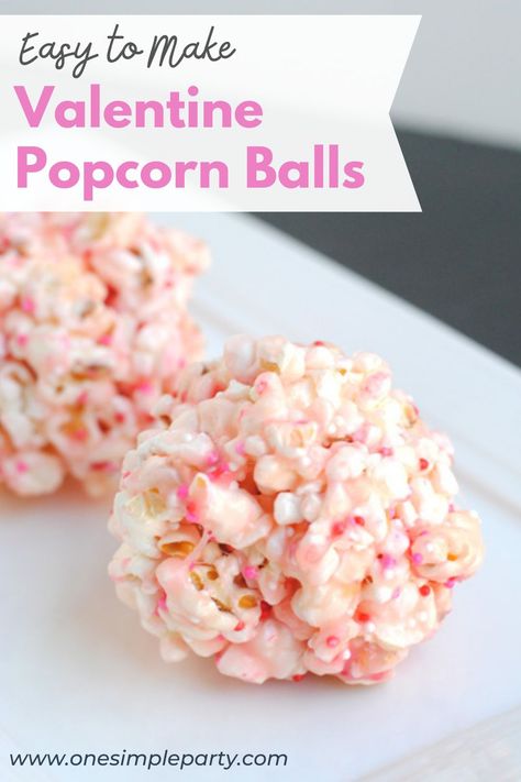 Valentines Day Marshmallow Treats, Pink Popcorn Balls Recipe, Valentine Popcorn Treats, Strawberry Popcorn Balls, Valentine’s Day Popcorn, Valentine's Day Treats Desserts, Kid Friendly Valentine Treats, Valentine Popcorn Ideas, Valentines Day Treats For Work