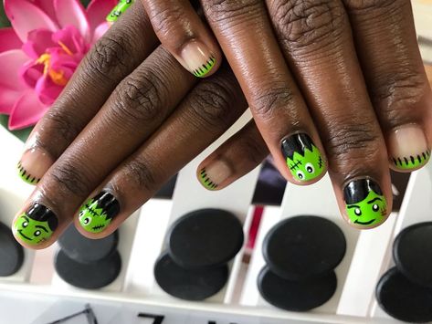 Frankenstein Nails, Grad Cap Decorated, Lego Man, Mean Green, Nails Salon, Grad Cap, Barbados, Frankenstein, Nail Salon