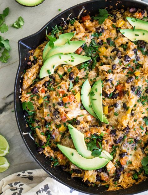 Chicken Enchilada Casserole (with Quinoa or Cauliflower Rice) | Weeknight Bite | Easy, healthy enchilada recipe that is packed full of flavor and a quick dinner idea. This one pan skillet recipe is a delicious and easy meal idea for the whole family. Plus it's gluten-free and pale-friendly. Enchilada Bowl Healthy, Postpartum Dinners, Healthy Enchilada Recipe, Casserole Enchilada, Quinoa Enchilada Casserole, Quinoa Enchilada, Postpartum Meal, Postpartum Meals, Enchiladas Healthy