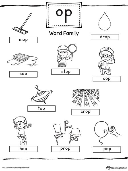 Kindergarten Word Families Printable Worksheets Op Word Family, Word Families Printables, Kindergarten Word Families, Ccvc Words, Word Family Worksheets, Workbook Design, 2nd Grade Worksheets, Word Family, Family Images