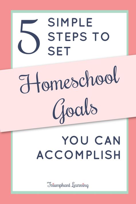 Learn the five simple steps to set homeschool goals, the types of goals you should include, and how you can evaluate your progress. via @TriLearning Homeschool Goals, Types Of Goals, Homeschool Teacher, How To Start Homeschooling, One Small Step, Learning Goals, Living Books, Foundational Skills, Vocabulary Building