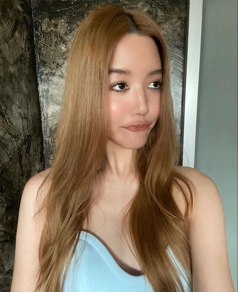 Hair For Yellow Undertone Skin, Asian Ginger Hair, Curtain Hair, Brown Hair Tones, Ginger Asian, Blonde Asian Hair, Hair Muse, Caramel Blonde Hair, Amber Hair