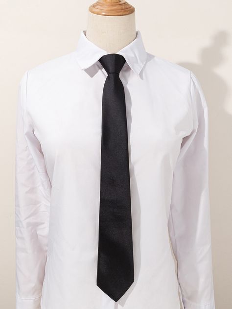 White Shirt Black Tie Women, Neck Tie Women Outfit, Ties Aesthetic, Black Tie Aesthetic, Tie Aesthetic, Mary Poppins Outfit, White Shirt And Tie, White Shirt With Tie, Womens Ties