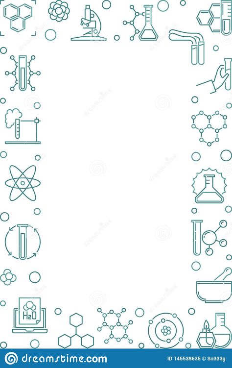 Chemistry Vector Vertical Background With Chemical Line Icons Stock Outline Design For Chart Paper, Chemistry Project Design Ideas, Chemistry Project Border Design, Chemistry Border Design, Chemistry Poster Ideas, Chemistry Title Page, Border Design For Science Project, Chemistry Presentation, Chemical Background