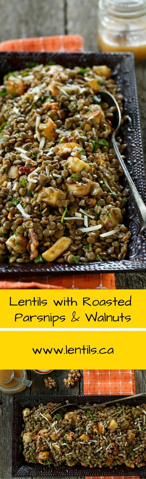 Roasted Parsnips, Lentil Dishes, Vegetarian Entrees, Green Lentils, Vegan Thanksgiving, Bay Leaf, Delicious Vegetarian, Vegetable Stock, Parsnips