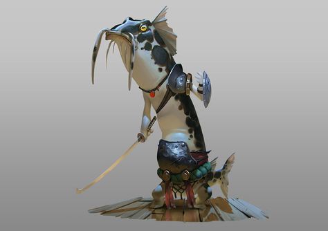 ArtStation - Catfish Guard, Rudy Siswanto Fish Warrior, Water Kingdom, Beast Creature, Fantasy Races, Sea Monsters, Monster Design, High Fantasy, 판타지 아트, Creature Concept