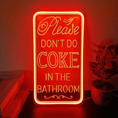 Bathroom Neon Sign, Neon Signs For Bedroom, Wall Art For Bar, Sign For Bathroom, Signs For Bedroom, Art For Bar, Neon Lights Bedroom, Wall Decor Lights, Light Up Signs