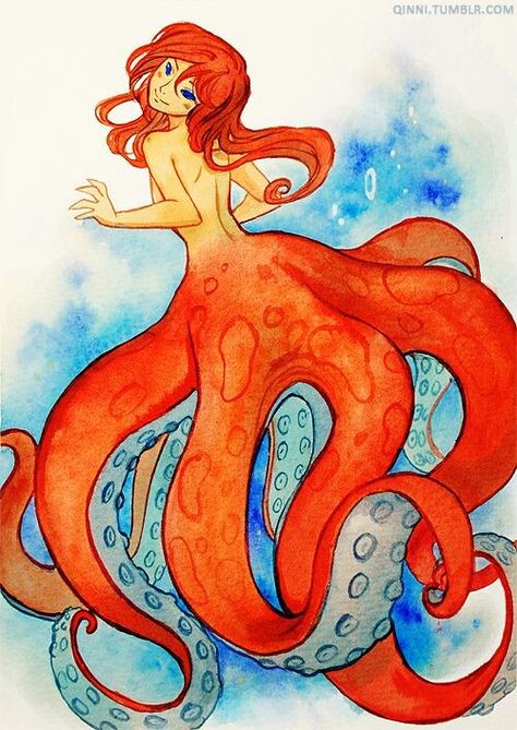 Dnd Underwater, Octopus Mermaid, Monster Girl Encyclopedia, Sketchbook Project, Mermaid Drawings, Mermaids And Mermen, My Sketchbook, Mystical Creatures, Mermaid Art