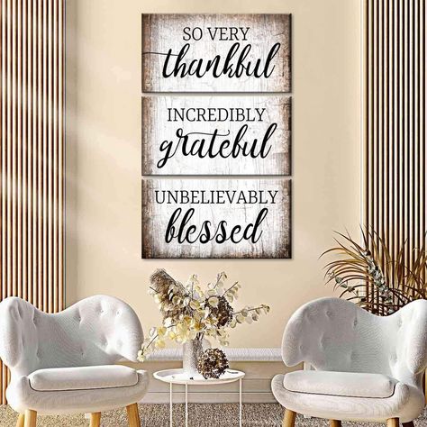 Blessed Pictures, Wooden Typography, Multi Panel Wall Art, Thankful Grateful Blessed, Dining Room Wall Decor, Thanksgiving Family, Meaningful Art, Grateful Thankful Blessed, Prayer Room