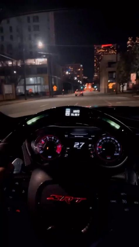 Hellcat Night Drive, Srt Steering Wheel Night, Hellcat Steering Wheel At Night, Inside Hellcat At Night, High Speed Car Driving Video Night, Hellcat Driving Video, Srt Driving, Srt Hellcat Driving Video, Hellcat Snapchat Story