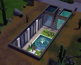 Sims No Cc, Underground Swimming Pool, Underground House, Roman Villa, Underground Homes, Light Well, Hobby Room, Architecture Student, Sims House