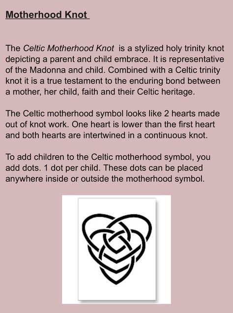 Celtic Knots And Meanings, Celtic Writing, Motherhood Symbols, Celtic Motherhood Knot, Motherhood Knot, Celtic Motherhood, Ireland Facts, Claddagh Tattoo, Lady Bug Tattoo