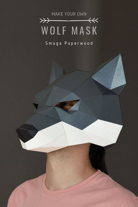 Wolf paper mask. Mask papercraft design by Smaga Paperwood. #papercraft  #papertemplates  #animalhead  #papercraft #papercut #masquerademask #maskforwomen #maskformen #costumeparty #papermask  #diymask #animalmask  #wolfmask #papermask #animalcostume   #halloweenmask #cardboardmask  #maskpattern  #diyhalloweenmask #papercraftmask #3dmask #paperfacemask #printablepapermasks #3danimalmask  #papermaskdesign #paperbirdmask #papercraftpatterns #diypapermask  #uniquemasks  #coolhalloweencostumes Mask Wolf, Mask Papercraft, Masquerade Mask Diy, Diy Halloween Masks, Paper Face Mask, Afrika Burn, Cardboard Mask, Paper Masks, Mens Masquerade Mask