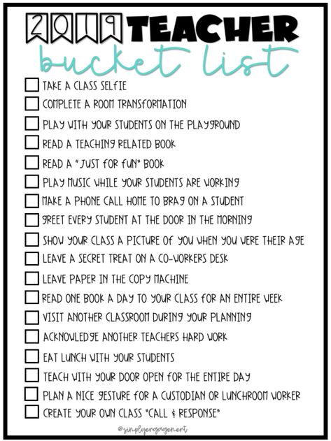 Teacher Bucket List to boost moral within the school building!! Teacher Bucket List, Teachers Day Program Ideas, Staff Bingo, Academic Coach, Teacher List, Back To School List, Bucket List Quotes, Dream Classroom, Teacher Survival