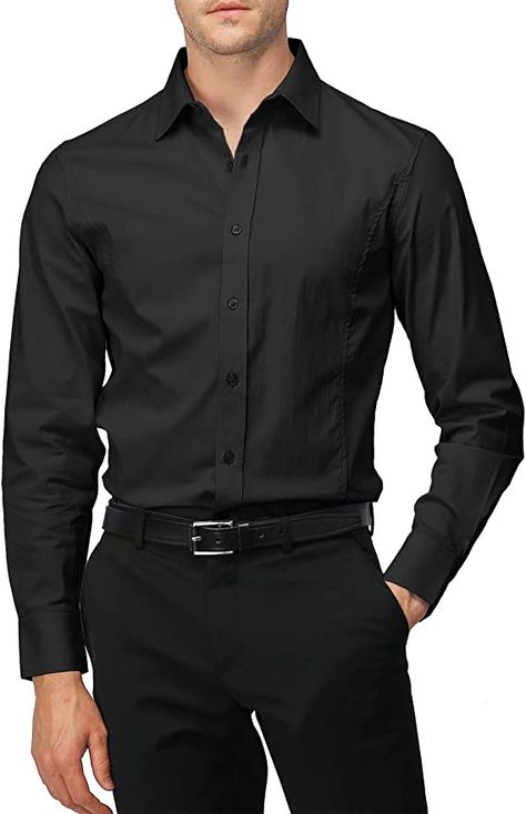 Long Sleeves Outfit Men, Black Shirt Dress Outfit, Outfit Semi Formal, Black Shirt Outfit Men, Black Dress Shirt Men, Long Sleeve Shirt Outfits, Black Dress Outfit Casual, Black Button Up Shirt, Shirt Outfit Men