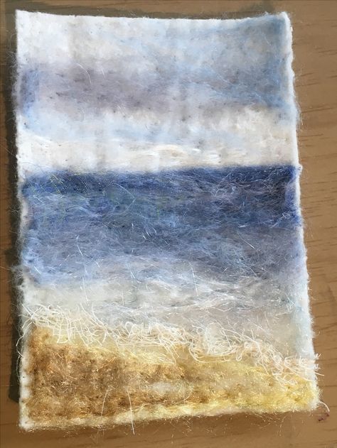 Needle Felt Seascape, Needle Felted Beach Scene, Felted Seascapes, Felt Portraits, Felt Tapestry, Felt Journal, Felted Pictures, Felt Painting, Felt Wall Hanging