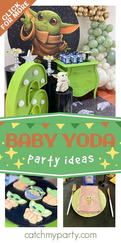 Baby Yoda Birthday Party Ideas Girl, Baby Yoda Party Ideas, Baby Yoda Party Decorations, Baby Yoda Birthday Party Ideas, Baby Yoda Birthday Party, Yoda Birthday Party, Yoda Decorations, Baby Toda, Baby Yoda Birthday