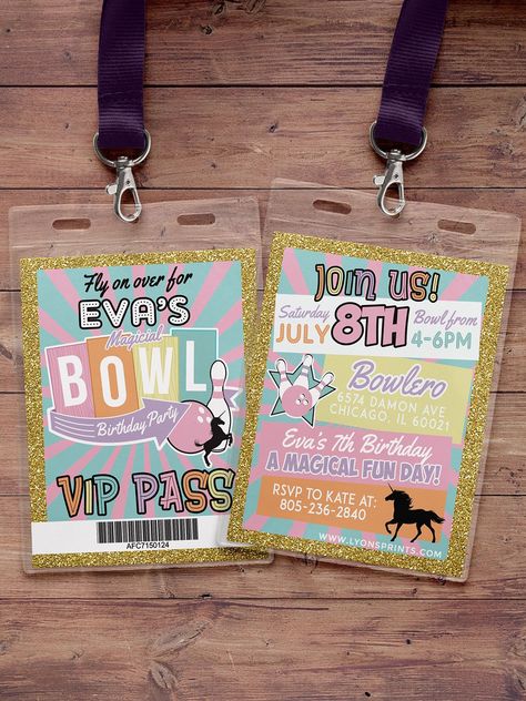 Vip Pass Invitation, Bowling Invitations, Bowling Birthday Invitations, Girls Bowling, Bowling Party Invitations, Boy Party Invitations, Bowling Birthday Party, Retro Bowling, Bowling Birthday