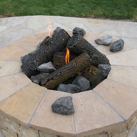 TimberCraft Metal Art Premium Steel Fire Pit Gas Logs - 23" | WoodlandDirect.com: Log Sets - Gas, TimberCraft Metal Art Outdoor Beverage Center, Outdoor Wood Fireplace, Outdoor Fireplace Kits, Fire Pit Art, Fire Pit Landscaping, Gas Log Sets, Outdoor Gas Fireplace, Round Fire Pit, Square Fire Pit