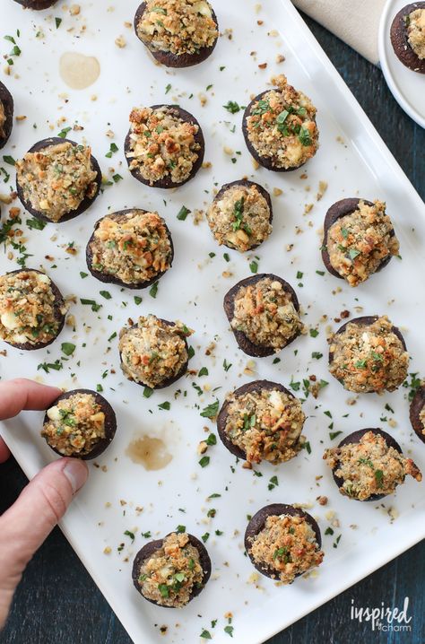 These  Walnut and Blue Cheese-Stuffed Mushrooms make the perfect flavorful appetizer for grazing and entertaining. Blue Cheese Stuffed Mushrooms, Mushroom Appetizer Recipes, Bacon Wrapped Water Chestnuts, Cozy Dinners, Mushroom Appetizers, Cheese Stuffed Mushrooms, Gourmet Appetizers, Fall Appetizers, Scrumptious Food