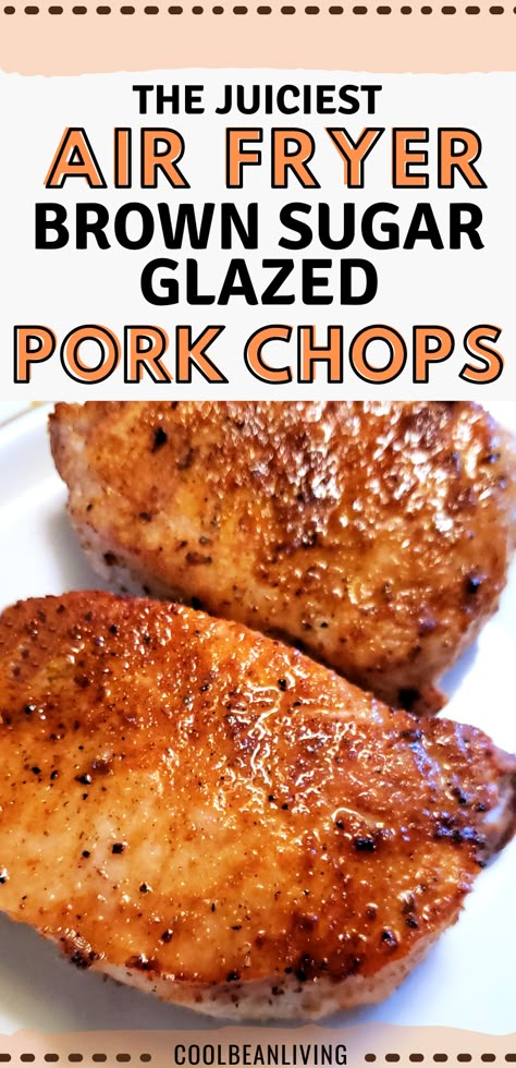 Brown Sugar Glazed Pork Chops, Air Fry Pork Chops, Air Fryer Recipes Pork, Brown Sugar Pork Chops, Boneless Pork Chop Recipes, Air Fryer Pork, Air Fryer Pork Chops, Glazed Pork Chops, Pork Chop Recipes Baked