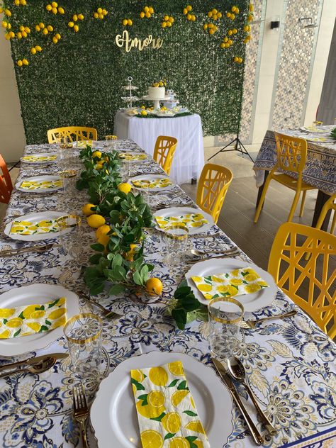 Lemons, Amalfi Tiles, Positano, Sicilian Party Sicily Party Theme, Positano Italy Themed Party, Positano Themed Party, Amalfi Birthday Theme, Florence Themed Party, Sicilian Birthday Party, Sicilian Party Decoration, Almafi Coast Themed Party, Positano Decor