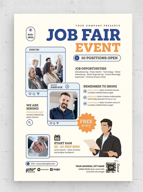 Job Fair Event Flyer Template AI, EPS Event Poster Design Inspiration, Instagram Graphic Design, Business Workshop, Workshop Design, Event Poster Design, Job Fair, Instagram Graphic, Event Flyer Templates, Job Career