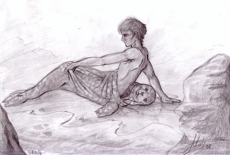 Male Selkie, Selkie Mythology, Celtic Mythology, Mermaids And Mermen, Mythological Creatures, Mystical Creatures, Mermaid Art, Fantastic Beasts, Fantasy Creatures