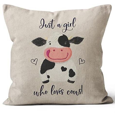 We offer Free Shipping on all order!! Wel come to my stores, The Smart of your choice and satisfaction guarantee. Just a Girl Who Loves Cows Throw Pillow Cover,Gifts for Cow Lovers,Cute Baby Dairy Cow Pillow Case for Sofa Bed Home Bedroom Girls Room Office,18 x 18 Inch,Farm Girls Women Gift Gallery Product Description Description Such a great throw pillow cover is perfect for you to decorate your room in a simple and natural way. Features 1.MEASUREMENTS/MATERIAL: 18 x 18 decorative throw pillow covers. No Filler or Insert. Made of high quality linen. 2.NICE HOME DECOR: Exclusive designs make a brand new in a simple way. 3.EASY TO CARE: Invisible zipper design. Wash in cold water and air dry. 4.GREAT GIFTS: Perfect gift ideas for those who you love. 5.HIDDEN ZIPPER: Easy to put your insert Cow Pillows, Cow Bedroom, Cow Room, Cow Pillow, Cow Stuff, Baby Hammock, Cowgirl Gifts, Dairy Cow, Cow Face