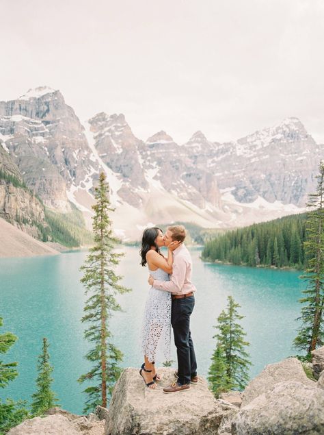 Engagement photos at stunning Lake Louise in Banff | Lake Louise Engagement Engagement Photos Lake, Canmore Wedding, Lake Louise Banff, Banff Lake, Banff Wedding, Joshua Tree Wedding, Calgary Wedding, Location Inspiration, Engagement Locations