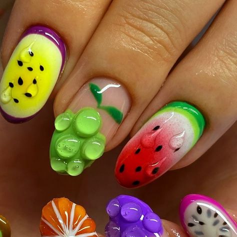 Ulouh✨ on Instagram: "J’ai suivis la trend des nails salade de fruit 🍉 🍒🥝

Merci @soxzxc !" Fruit Salad, Salad, Fruit, Nails, On Instagram, Quick Saves, Instagram