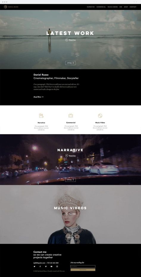 Cinematographer Website Template Video Editor Portfolio Design, Videography Website Design, Web Design Profile, Video Portfolio Website, Video Editor Portfolio, Film Layout, Filming Ideas, Portfolio Website Inspiration, Artist Portfolio Website