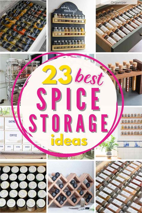 23 Best Spice Storage Ideas To Organize Your Kitchen Kitchen Spice Storage Ideas, Spice Storage Ideas, Storage Ideas Organizing, Nest Diy, Kitchen Spice Storage, Wall Mounted Spice Rack, Clever Storage Ideas, Drawer Inserts, Cleaning And Organization