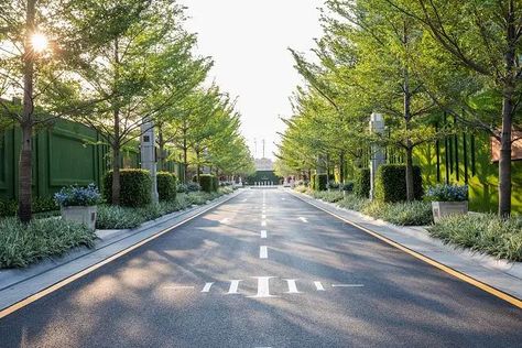 Road Design Landscape, Landscape Sidewalk, Highway Landscape, Green Corridor, Streetscape Design, Dubai Holidays, City Decor, Outdoor Space Design, Residential Building Design