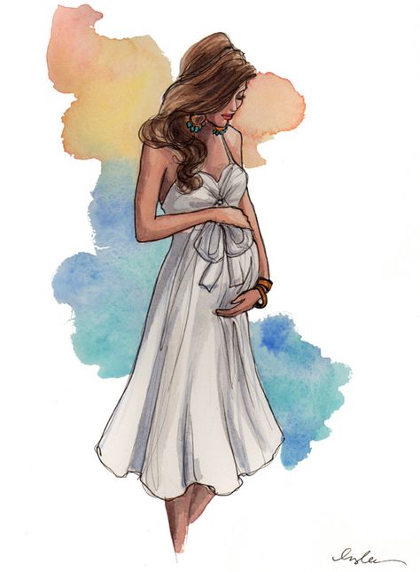 Pregnant watercolor Bump Painting, Pregnancy Art, Baby Poster, Mother Art, Pregnant Woman, Illustration Sketches, Trendy Baby, Baby Bump, Baby Bumps